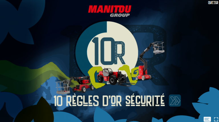 Page de couverture du module de formation sur les 10 règles d'or de la sécurité pour les employés de Manitou